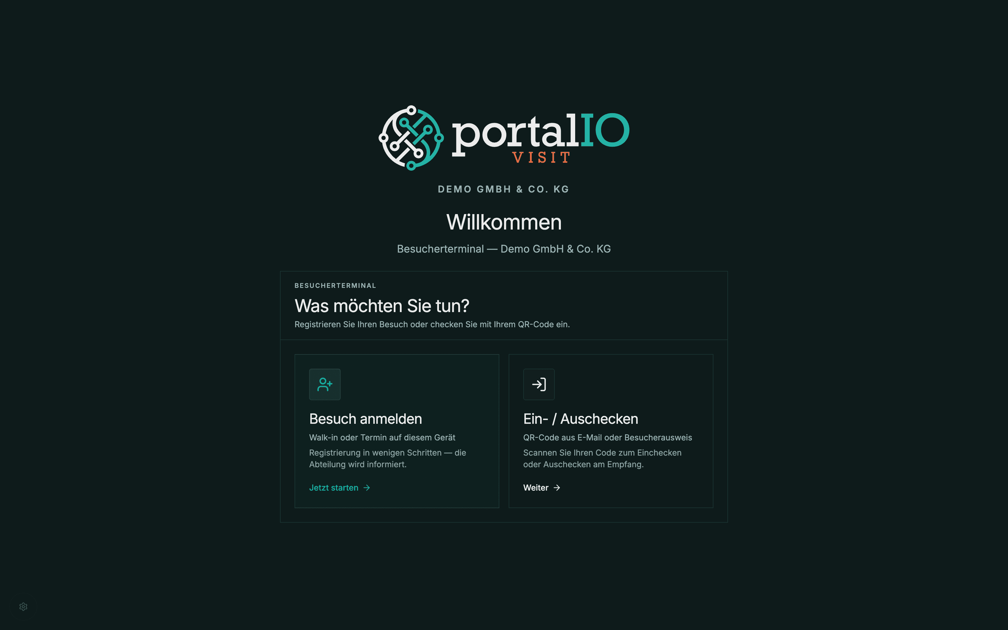 Screenshot Self-Service Kiosk-Modus am Empfang