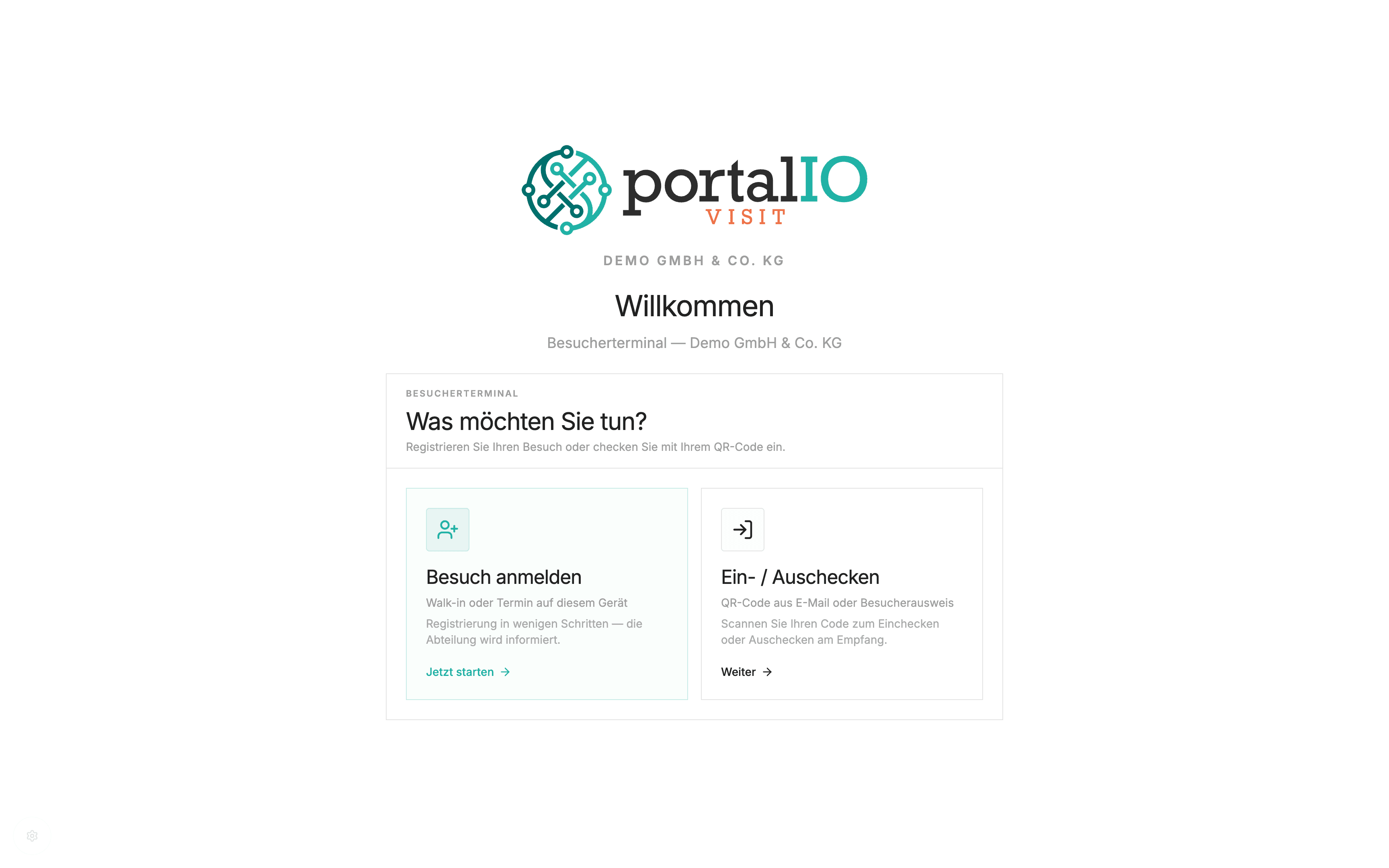 Screenshot Self-Service Kiosk-Modus am Empfang